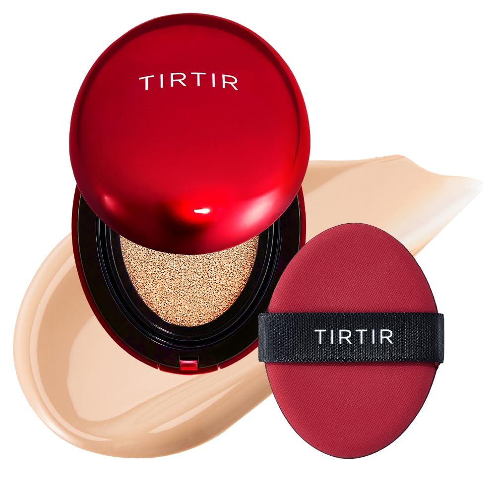 TIRTIR Mask Fit Red Cushion Foundation | Full coverage, Weightless, Skin fit, Satin Glow Finish, Korean Makeup Cushion Foundation (#23N Sand, 0.63 Fl Oz)
