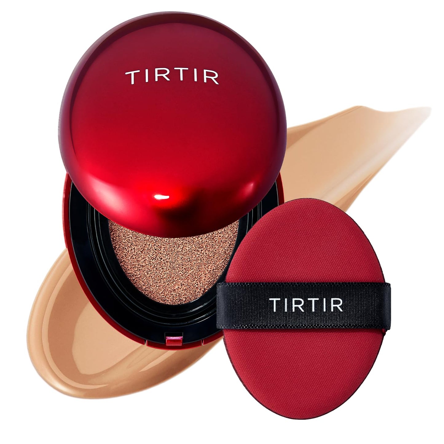 TIRTIR Mask Fit Red Cushion Foundation | Full coverage, Weightless, Skin fit, Satin Glow Finish, Korean Makeup Cushion Foundation (#23N Sand, 0.63 Fl Oz)