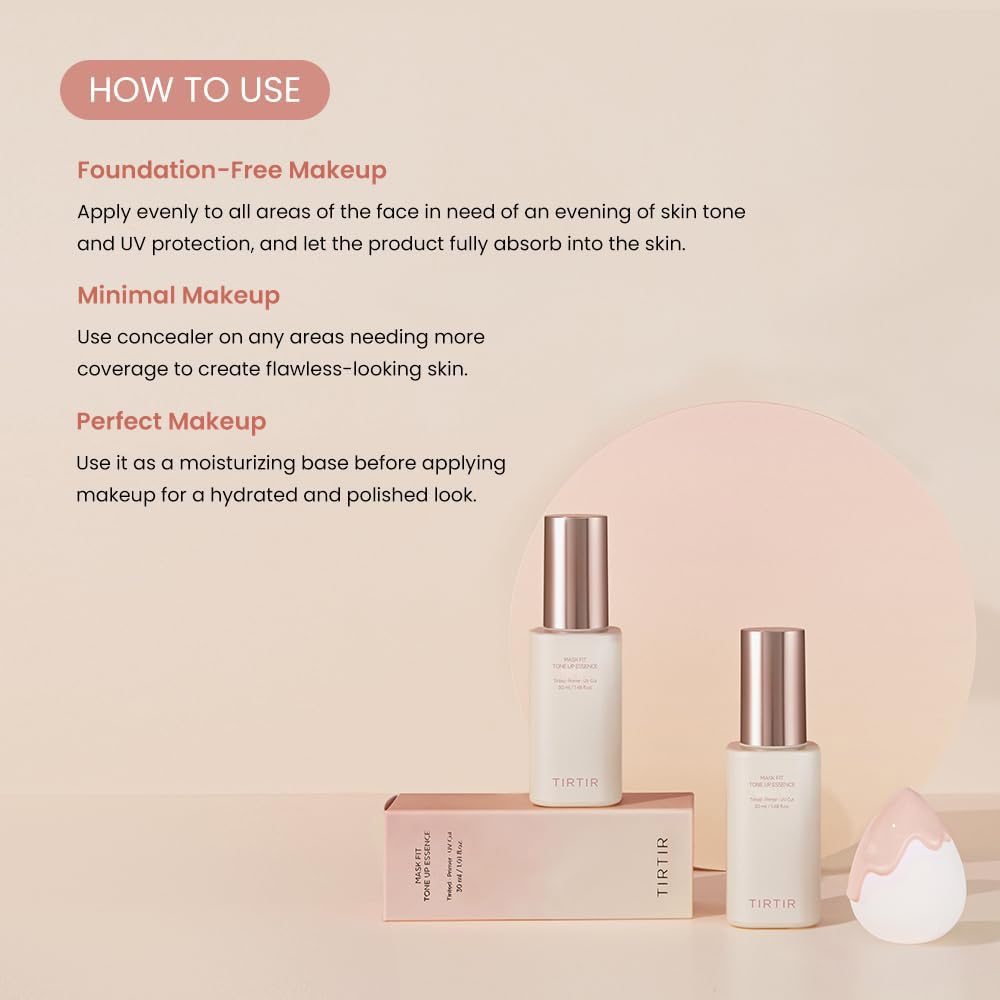 TIRTIR Base Makeup Routine - Mask Fit Red Cushion #21N Ivory + Mask Fit Tone Up Essence
